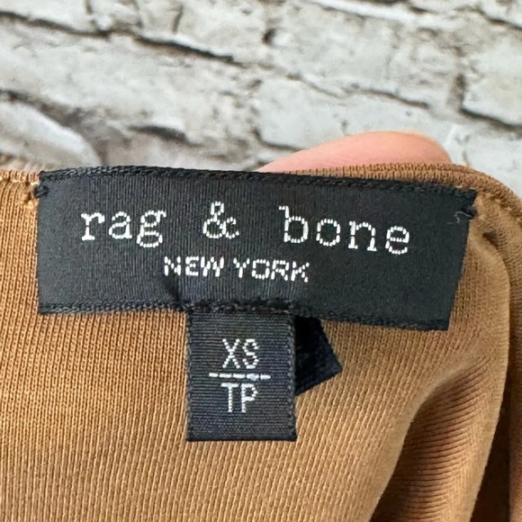 rag & bone New York Women's XS Christy Modal Halter Top Light Brown Tie Neck - Picture 3 of 8
